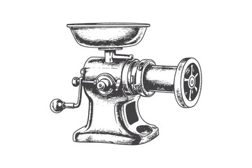 Meat grinder retro sketch hand drawn. Vector illustration design. - obrazy, fototapety, plakaty