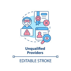2D editable unqualified providers thin line icon concept, isolated vector, multicolor illustration representing online therapy.