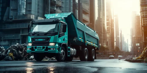 Fotobehang truck that transports recyclables © xartproduction
