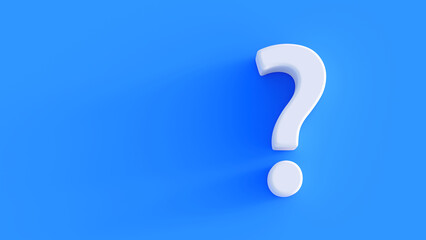 Question mark on blue background with copy space. Question concept