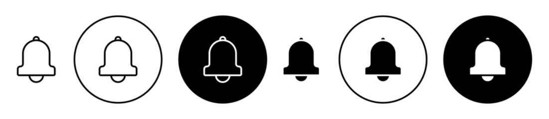 Notification Bell Icon vector icon set in black color. Suitable for apps and website UI designs