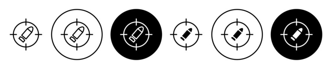 bullet on target icon vector icon set in black color. Suitable for apps and website UI designs - obrazy, fototapety, plakaty