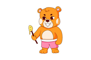 Cute Bear Character Design Illustration