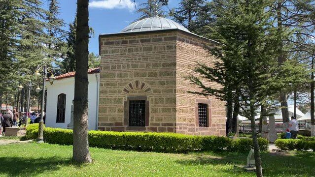 Ertugrul Gazi Tomb, located in Bilecik, Turkey, was built in the late 13th century. Ertugrul Gazi is the father of Osman Gazi, the founder of the Ottoman Empire.