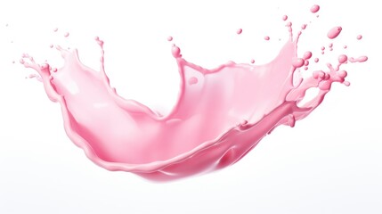 Pink cream or yogurt splash on white background. - obrazy, fototapety, plakaty