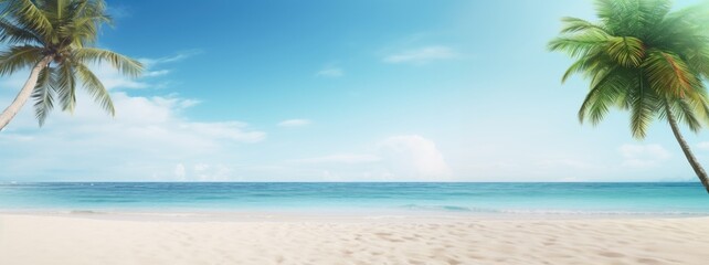 Tropical beach. Empty copy space template for vacation or holiday product.