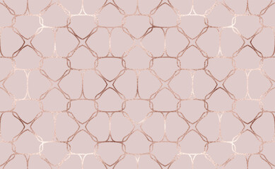 Geometric seamless pattern background design with rose gold circle tiles.