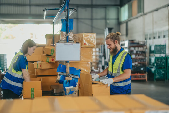 Warehouse staff sort, categorize, store items, packaging, labeling products, schedule delivery dates