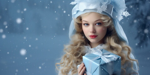 Snow Maiden gives gifts
