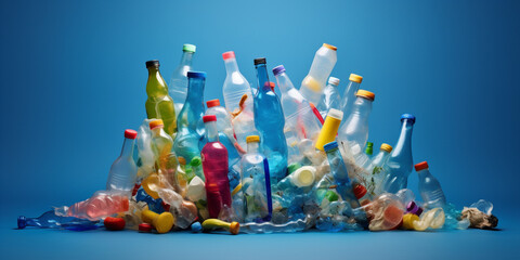Still life of everyday items made from recycled plastic