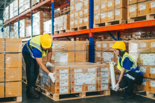 Warehouse staff sort, categorize, store items, packaging, labeling products, schedule delivery dates