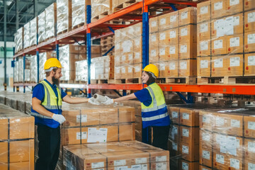 Warehouse staff sort, categorize, store items, packaging, labeling products, schedule delivery dates