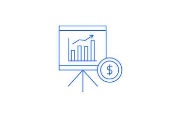 Isolated Geometric financial report illustration in flat style design. Vector illustration.  Duotone blue color.