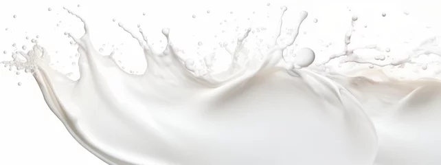 Tuinposter White milk cream splash on white background. © morepiixel