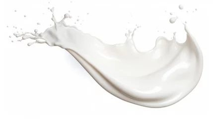 Küchenrückwand glas motiv White milk cream splash on white background. © morepiixel