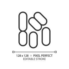 2D pixel perfect editable black bacilli icon, isolated vector, simple thin line illustration representing bacteria.