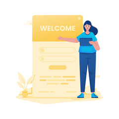 Welcome greetings login screen vector illustration