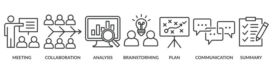 Brief banner web icon vector illustration concept for a briefing of business plan with an icon of meeting, collaboration, analysis, brainstorming, plan, communication, and summary