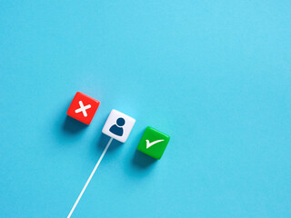 Decision or dilemma between right or wrong. Decision making concept.