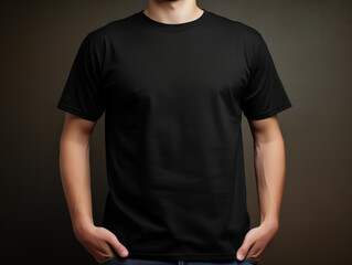 Gildan blank black T-Shirt mockup. Generative Ai