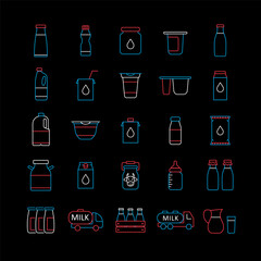 Milk cans and bottles vector icon