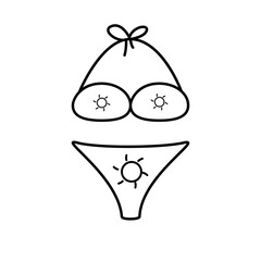 Vector collection of sun art women's underwear. For sun, symbols, notice signs, etc.