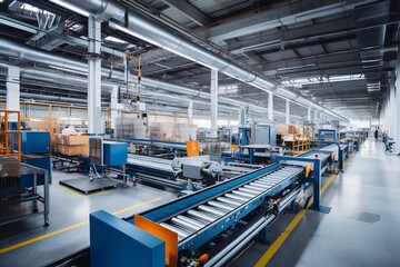 Large Empty Workshop with Modern Conveyors for Efficiency.