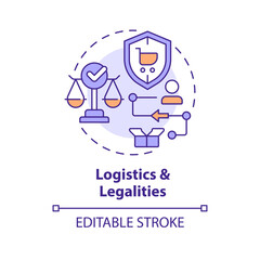 2D editable multicolor icon logistics and legalities concept, simple isolated vector, C2C thin line illustration.