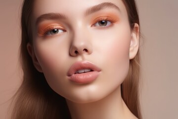 Fototapeta premium Woman with Fresh Makeup, AI generated