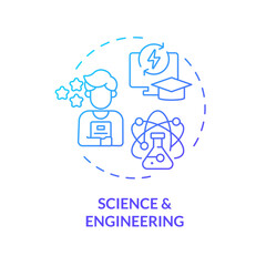 2D gradient icon science and engineering concept, simple isolated vector, MOOC blue thin line illustration.