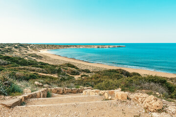 Lara beach on the island of Cyprus on a sunny spring day.