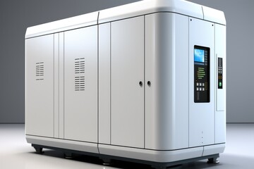White energy storage cabinet 100 kwh on white background.