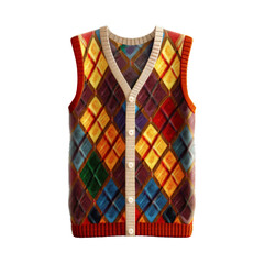 Argyle sweater vest. isolated object, transparent background
