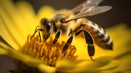 Fototapete Rund bee on yellow flower © Custom Media