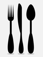 Vector black cutlery flat simple design icon set isolated on white background.