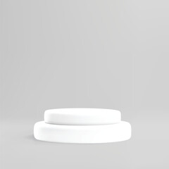 Realistic white round podium for product presentation 3D style