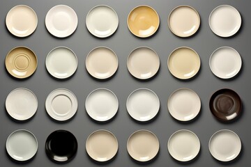 Collection of Colored Plates on Gray Surface