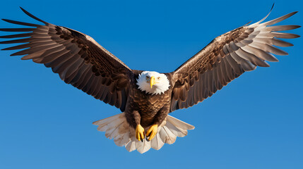american bald eagle on blue sky