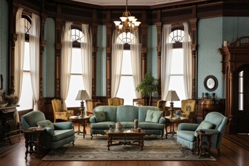 Fototapeta na wymiar Formal Victorian Living Space in Grand Style