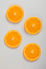 Orange slice isolate. Orange fruit half and slice set on white background.