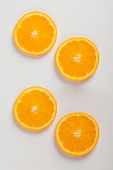 Orange slice isolate. Orange fruit half and slice set on white background.