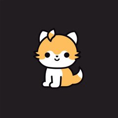 Baby store filled colorful logo. Educational toys. Shiba inu. Adorable puppy. Design element. Created with artificial intelligence. Ai art for corporate branding, kids club, clothing label