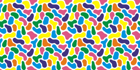 Vector color doodle seamless pattern. Scribble and squiggle shapes. Abstract party 90s background.