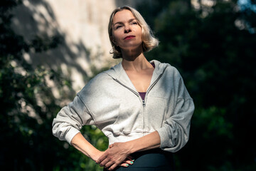 Woman doing warm up exercise