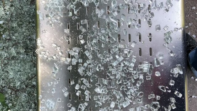 Vandalised bus shelter in the suburb of Loosduinen, The Hague in the Netherlands