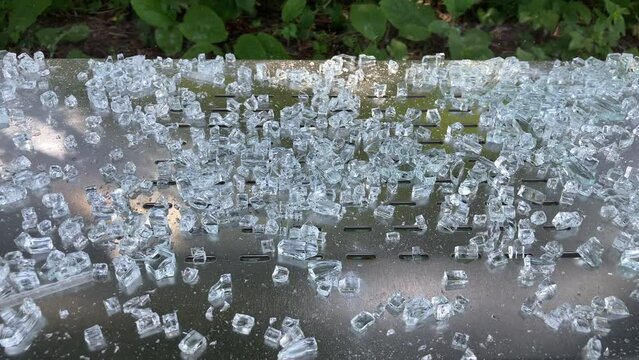Vandalised bus shelter in the suburb of Loosduinen, The Hague in the Netherlands