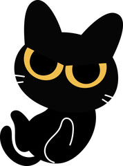 Cute spooky black cat halloween illustration