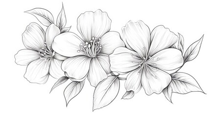 Line art flower hand drawn, AI generated Image - obrazy, fototapety, plakaty