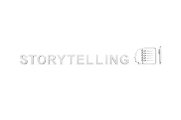 STORYTELLING concept white background 3d render illustration
