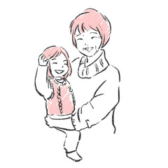 笑顔のおばあちゃんと孫　イラスト